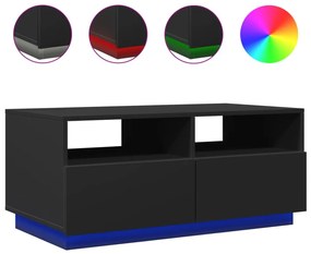 fekete dohányzóasztal LED-lámpákkal 90x49x40 cm