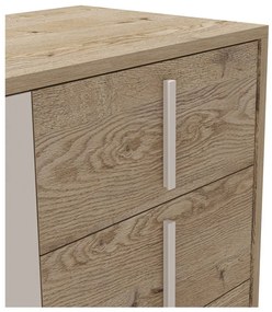 Szürke-natúr színű alacsony komód tölgyfa dekorral 140x80 cm Millay – Marckeric