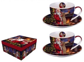 Karácsonyi porcelán csésze szett Mikulás ajándéklistával