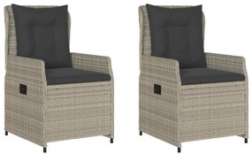 2 db világosszürke polyrattan dönthető kerti szék