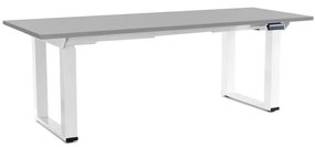 OfficeTech Strong állítható magasságú asztal 200 x 80 cm, fehér alap, világos szürke
