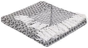 Fekete és fehér pamut ágytakaró 130 x 160 cm KIRAMAN Beliani
