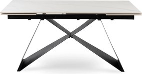 Kihúzható kerámia étkezőasztal 160–240 cm méretben, fehér márvány/fekete színben VICTOR