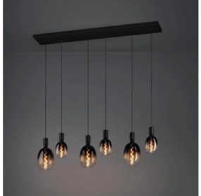 Eglo 390268 - Csillár zsinóron HUEBRO 6xE27/40W/230V fekete