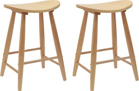 vidaXL Étkező Székek 2 pcs Természetes 46 x 37 x 63 cm Tömör Gumi Fa