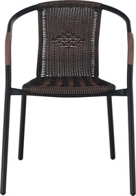 Egymásba rakható szék, barna/fekete fém, DOREN