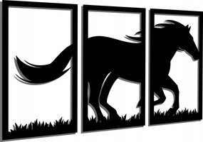 Áttört Falikép Triptichon Ló Galoppban 120CM