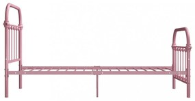 rózsaszín fém ágykeret 90 x 200 cm