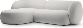 Világosszürke bársony sarokkanapé (bal oldali-heverő résszel) Kate – Micadoni