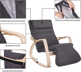 Hintaszék 5 irányban állítható lábtartóval, maximális terhelés 150 kg