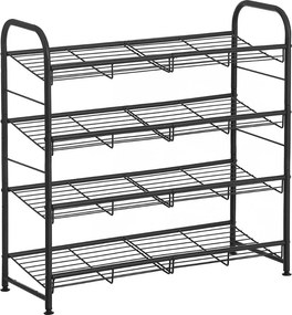 IRON cipőtartó állvány, 4 polcos, 68,5x27,5x65 cm, fekete SongmicsHome