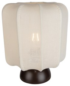 Japandi asztali lámpa sötét bronz színben, bézs lámpabúrával - Nori