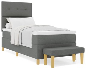 Boxspring Ágy matraccal és paddal Sötétszürke 100x200 cm Szövet