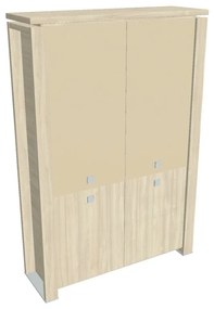 Verno+ magas szekrény 140 x 46 x 210 cm, kombinált ajtó, akác / vanília