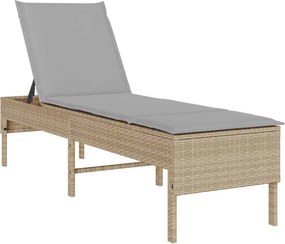 vidaXL bézs polyrattan napozóágy párnával 55x200x44 cm