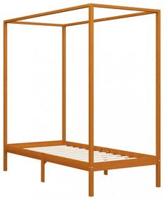 mézbarna tömör fenyőfa baldachinos ágykeret 100 x 200 cm