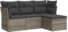vidaXL 4 részes szürke polyrattan kerti ülőgarnitúra párnákkal