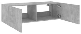 betonszürke fali TV-szekrény LED-világítással 100 x 35 x 31 cm