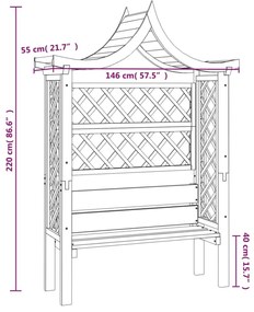 impregnált fenyőfa kerti pergola tetővel és paddal