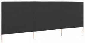 antracitszürke szövet 3-paneles szélfogó 400 x 160 cm