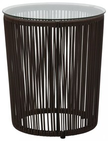 3 darabos barna PE rattan bisztrószett párnával