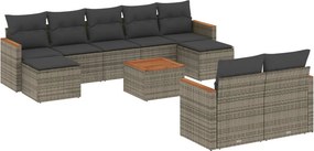 vidaXL 10 részes szürke polyrattan kerti ülőgarnitúra párnákkal