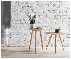 Arp tölgyfa tárolóasztal fekete asztallappal, ⌀ 45 cm - Gazzda