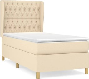 vidaXL krémszínű szövet rugós ágy matraccal 90 x 200 cm