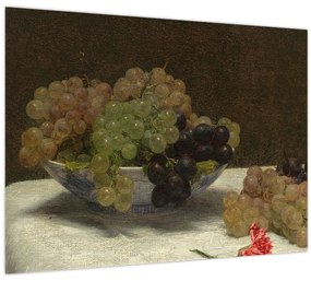 Üveg kép - Henri Fantin-Latour, Still Life with Grapes and a Carnation, reprodukciók (70x50 cm)