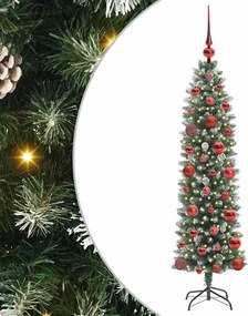 vidaXL Mű Karcsú Karácsonyi Fa 150 LED-del Zöld és Fehér 120 cm