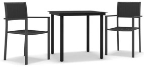vidaXL 3 részes fekete kerti étkezőgarnitúra