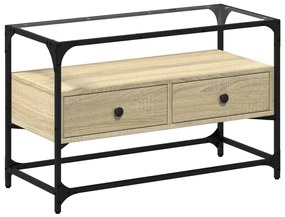 sonoma tölgy szerelt fa TV-szekrény üveglappal 80 x 35 x 51 cm