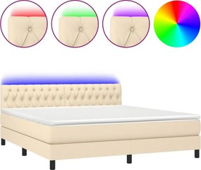 vidaXL krémszínű szövet rugós és LED-es ágy matraccal 160x200 cm