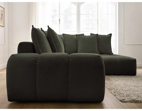 Zöld zsenília kinyitható-tárolóhelyes sarokkanapé (jobb oldali-L alakú) Everest – Bobochic Paris