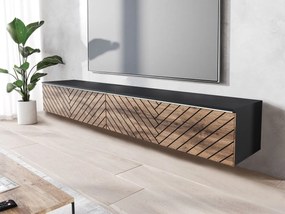 TV szekrény Dlana 180 MDF (fekete grafit + wotan tölgy) (fehér LED világítás). 1106214