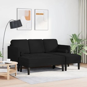 2 Darabos Kanapé Garnitúra Párnákkal Fekete Szövet