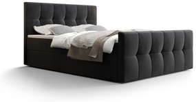 Franciaágy Boxspring 160 cm Macheta (fekete) (matraccal és tárolóhellyel). 1046719