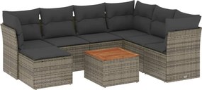 vidaXL 8 részes szürke polyrattan kerti ülőgarnitúra párnákkal