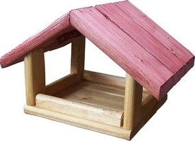 Fából készült madáretető Piros