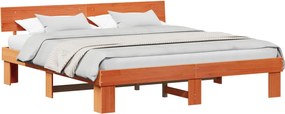 vidaXL Ágykeret fejtámlával Faggyú barna 200 x 200 cm Tömör fenyőfa