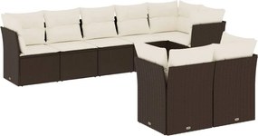 vidaXL 8 részes barna polyrattan kerti ülőgarnitúra párnákkal