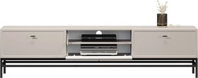 Lorini TV-szekrény 200 cm fiókokkal - kasmír / fekete T-bar fogantyúk / fekete váz