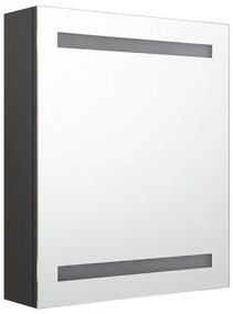 antracitszürke LED-es tükrös fürdőszobaszekrény 50 x 14 x 60 cm