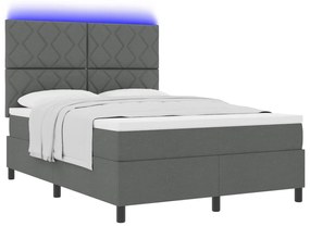 Rugós Ágy Matraccal és LED Fénnyel Sötétszürkében, 140x200 cm Textil