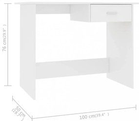 fehér szerelt fa íróasztal 100 x 50 x 76 cm