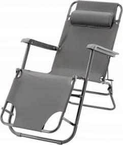 Összecsukható Kerti Napozóágy Állítható Fejtámlával, Szürke