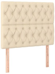 krémszínű szövet rugós és LED-es ágy matraccal 90x190 cm
