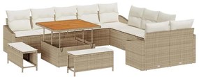 vidaXL Kerti Kanapé Szett párnával tárolóval 13 pcs Bézs Poli rattan