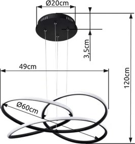 Globo 67201SH-30 Függeszték fém fekete és fehér akril kombináció. Ø:600, H:1200, tartozék: 1xLED 30W 230V, 1370lm, 3000K