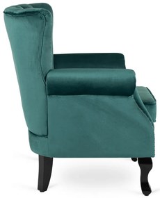 Chesterfield Fotel Zöld Bársony Kárpittal. MALLO